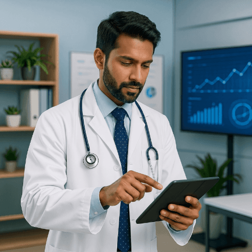 Doctor using tablet